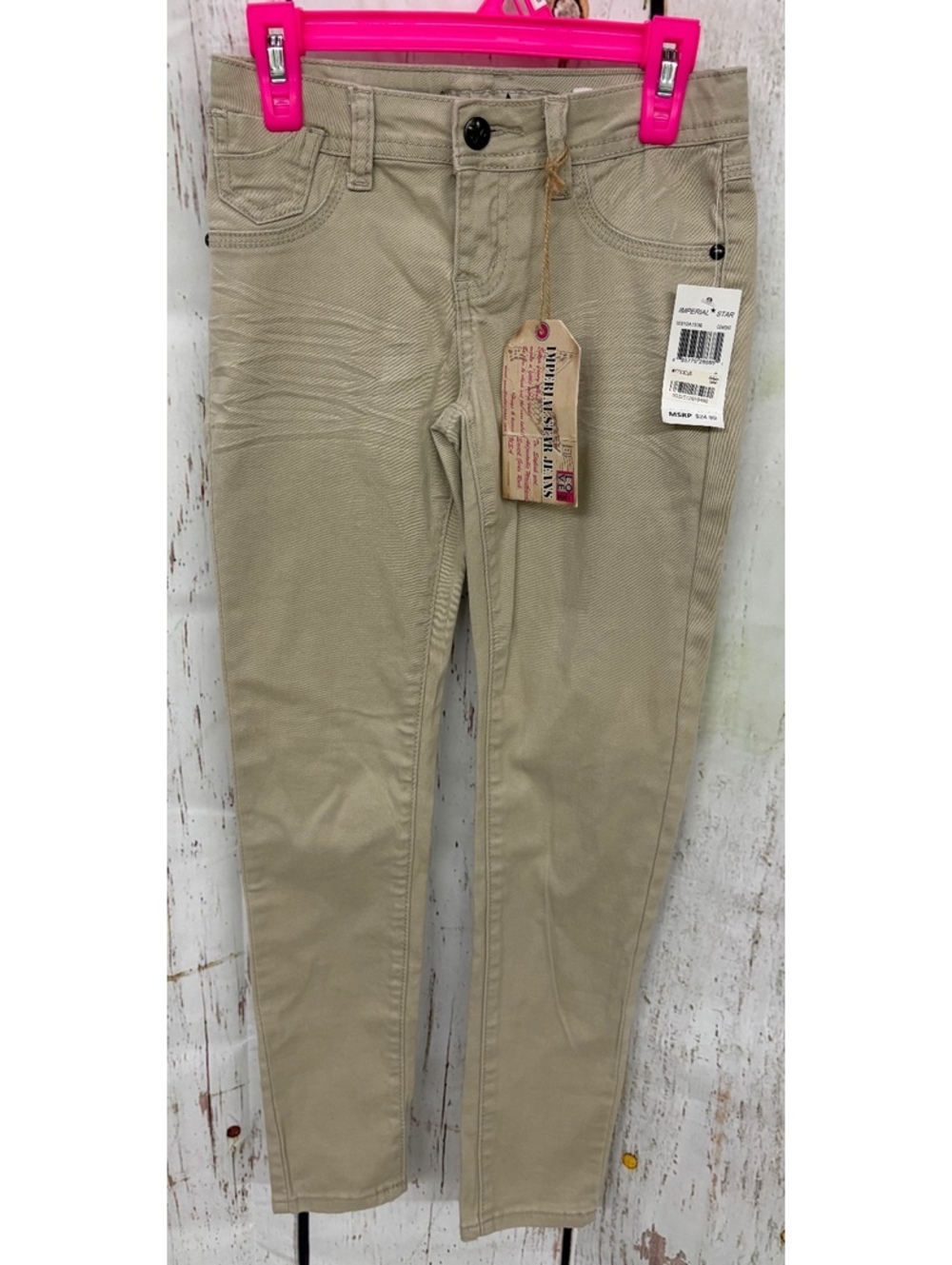 Imperial Star Girl’s Khaki Jeggings Adjustable Waist Size 8 NWT